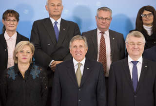 Corina Cretu, François Bausch et Markku Markkula à Luxembourg le 27 novembre 2015